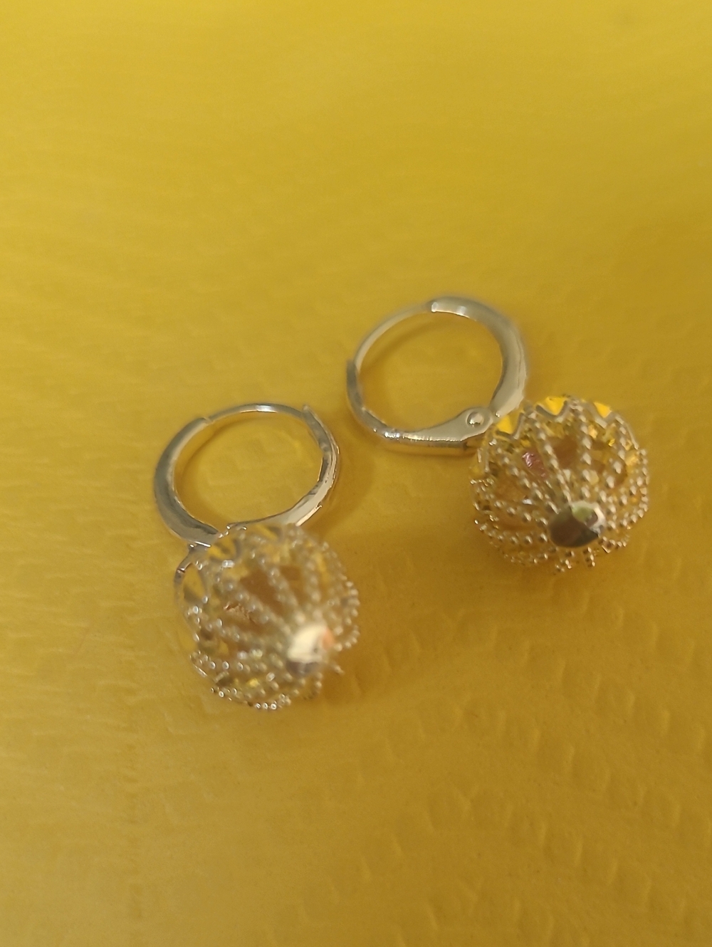 Gold-Tone Filigree Ball Hoop Earrings